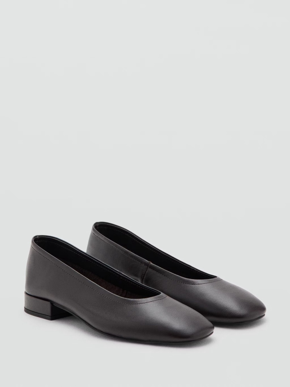 Mango Chocolate Leather Ballet Flats
